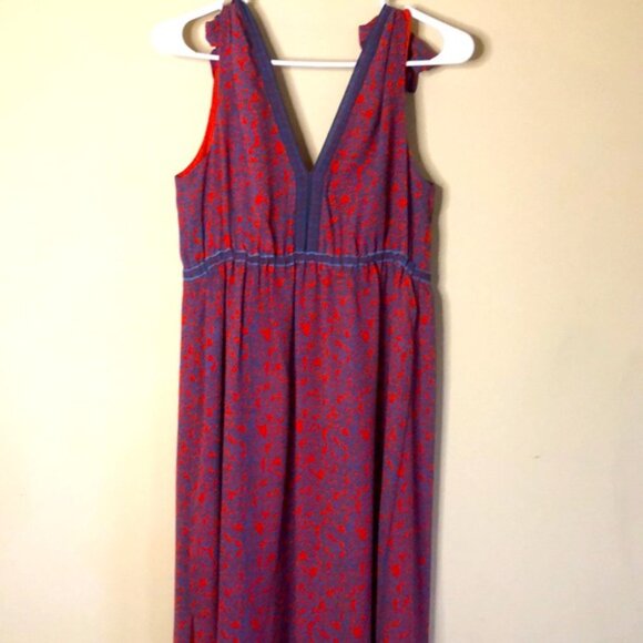CHELSEA & VIOLET gorgeous bright red and blue printed maxi dress. Size Med - Picture 10 of 12